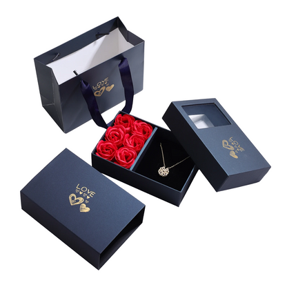 Charming Four-Leaf Clover Heart Necklace in Rose Gift Box