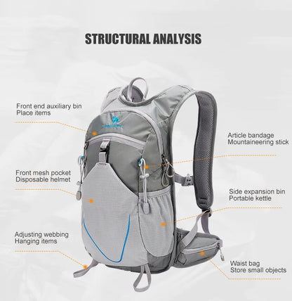 12L Waterproof Mountaineering Backpack Grey