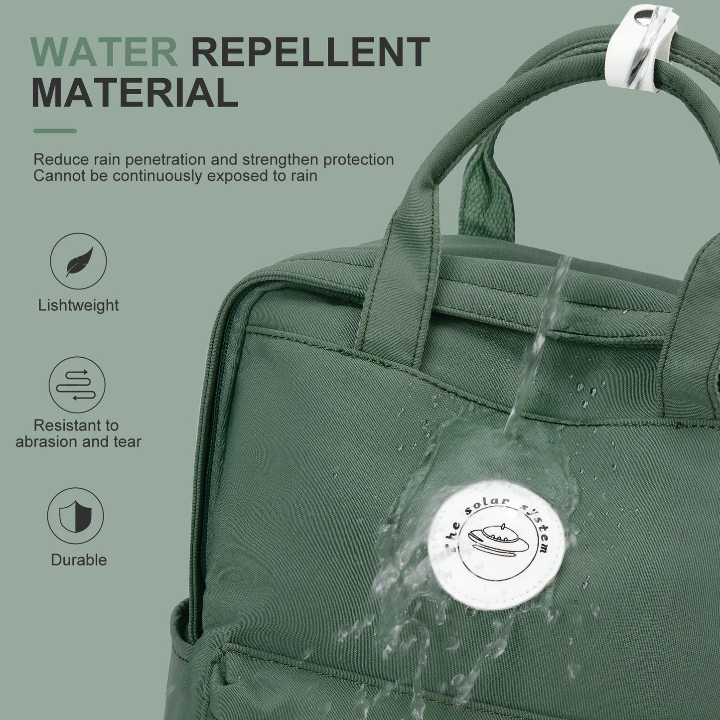 School Nylon Backpack for Teens and Women (Olive)