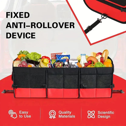 Universal Large Trunk Organizer 95L Collapsible Storage Bag Black