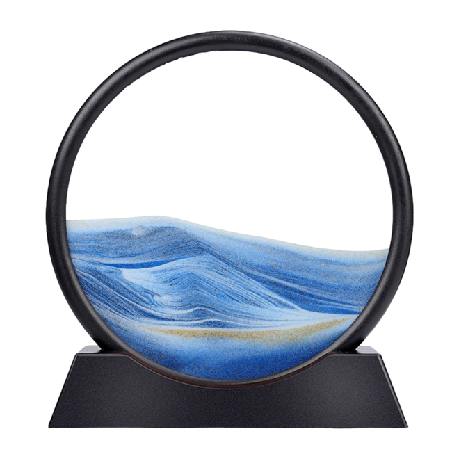 Moving Sand Art Picture Round Glass 3D Hourglass Deep Sea Sandscape In Motion Display Flowing Sand Frame 7/12inch For home Decor
