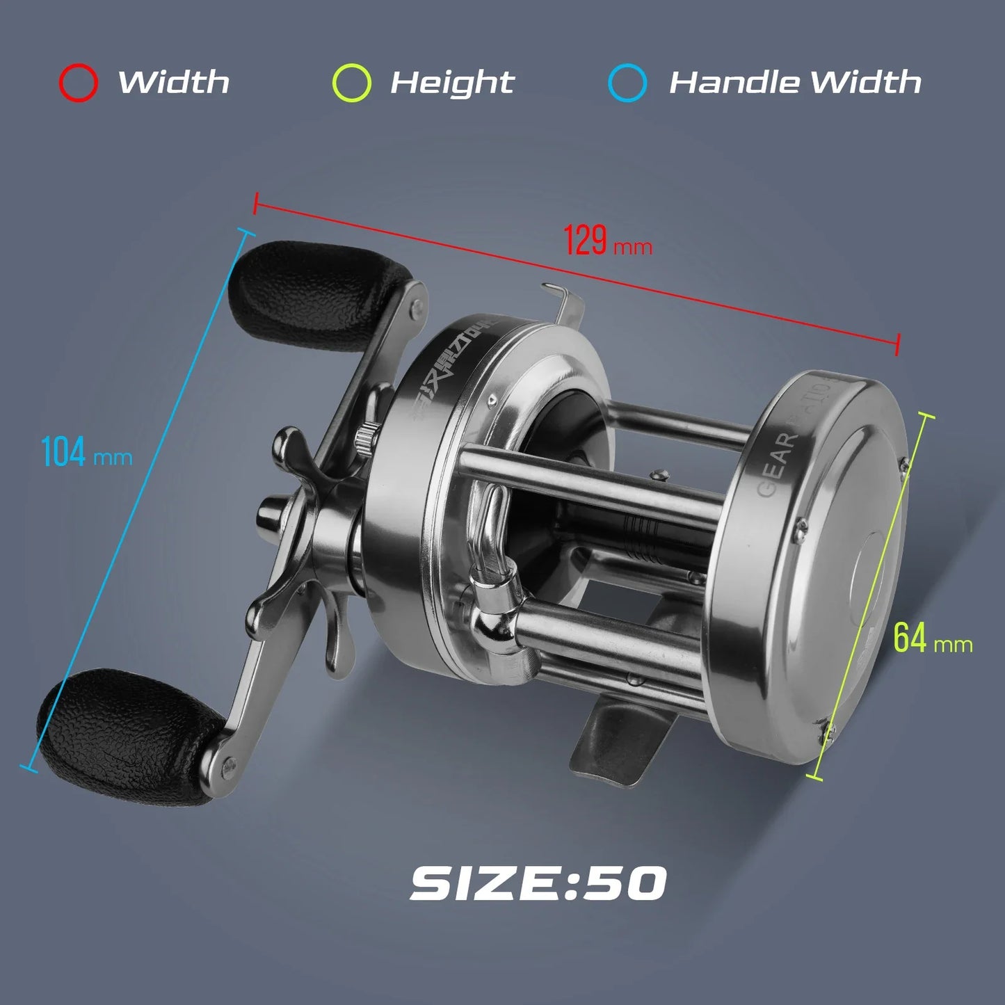 Flag Round Baitcasting Reel 5000 13kg Max DragRight Hand Silver