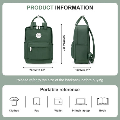 School Nylon Backpack for Teens and Women (Olive)