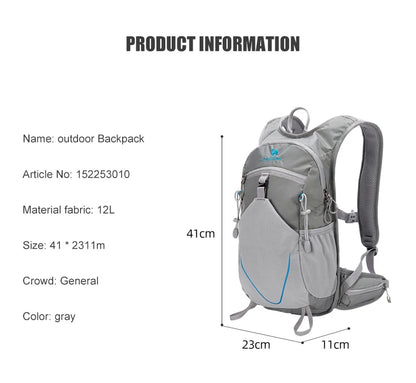 12L Waterproof Mountaineering Backpack Grey