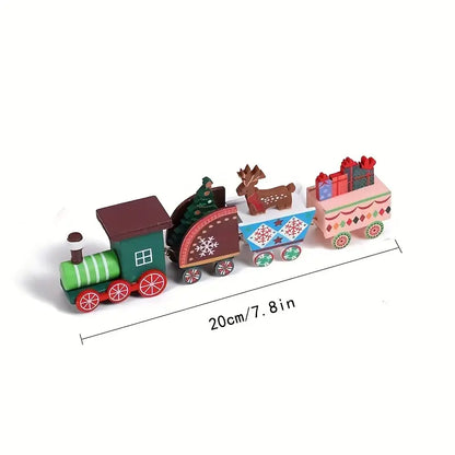 1pc Christmas Train Painted Wooden Toys Table Top Ornament Home Decoration, Christmas Gifts, Party Favors