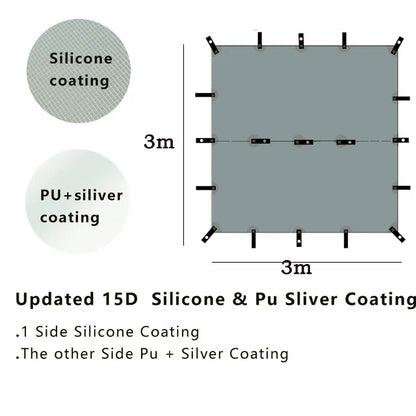 Ultralight Silicone Coated Nylon Camping Tent (Grey)