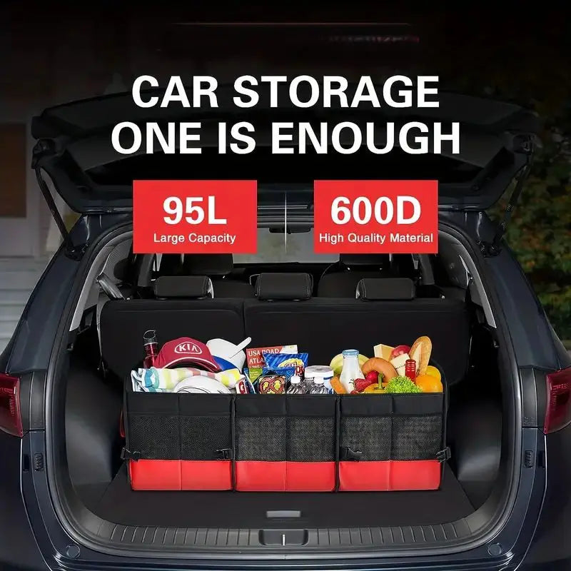 Universal Large Trunk Organizer 95L Collapsible Storage Bag Black