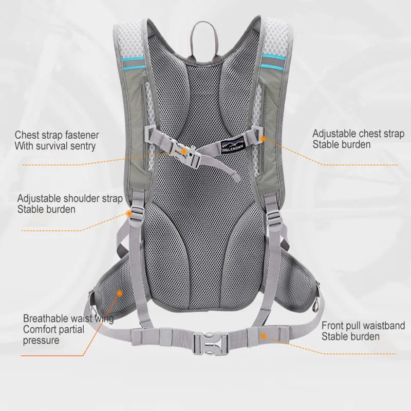12L Waterproof Mountaineering Backpack Grey