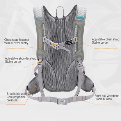 12L Waterproof Mountaineering Backpack Grey