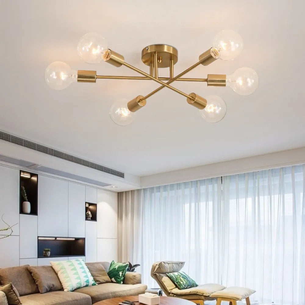 Contemporary LED Ceiling Lamp with Gold Montage - Black Gold and Gold Options
