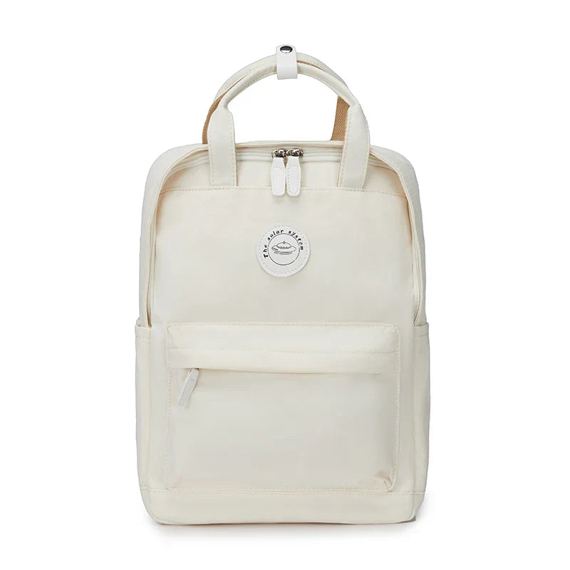 School Nylon Backpack for Teens and Women (White)