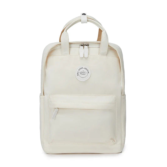 School Nylon Backpack for Teens and Women (White)
