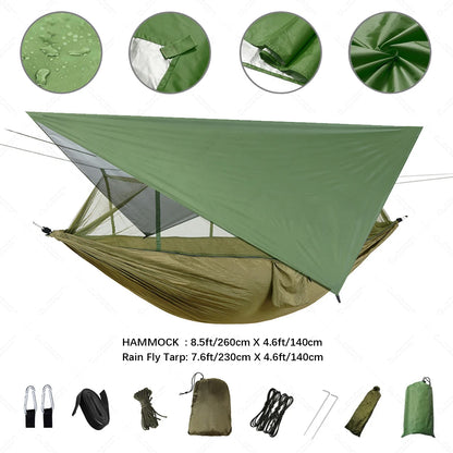 Camping Hammock with Mosquito Net and Rain Tarp