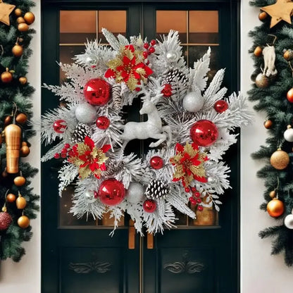 Christmas Elk Wreath Hanging Front Door Decoration