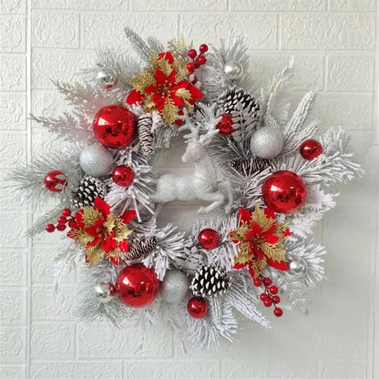 Christmas Elk Wreath Hanging Front Door Decoration
