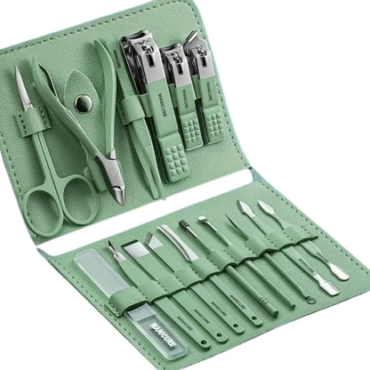 12/16 Pcs Manicure Pedicure Facial Set  With Leather Case