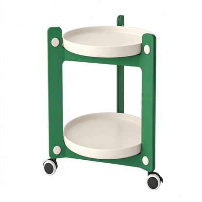 Portable End Table Cart & Home Storage Rack - Green and White