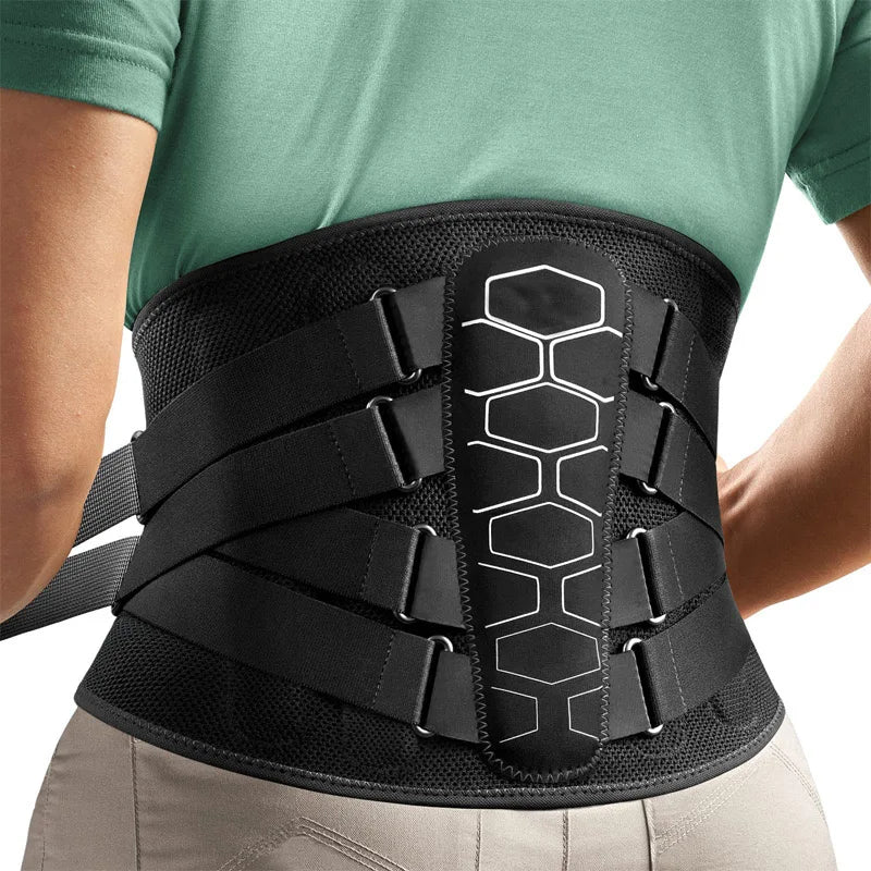 Back Brace for Lower Back Pain Relief with Pulley System Black, XL