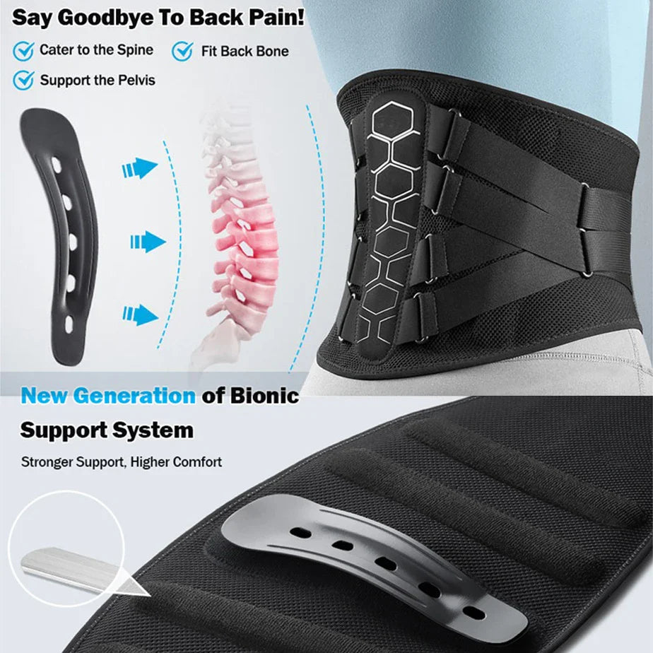 Back Brace for Lower Back Pain Relief with Pulley System Black, XL