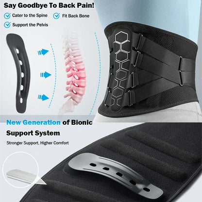 Back Brace for Lower Back Pain Relief with Pulley System Black, XL
