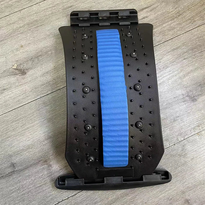 Adjustable Back Stretcher & Massager Lumbar Support Blue