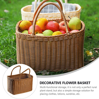 Woven Wicker Basket with Handle