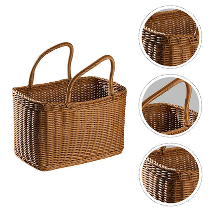 Woven Wicker Basket with Handle