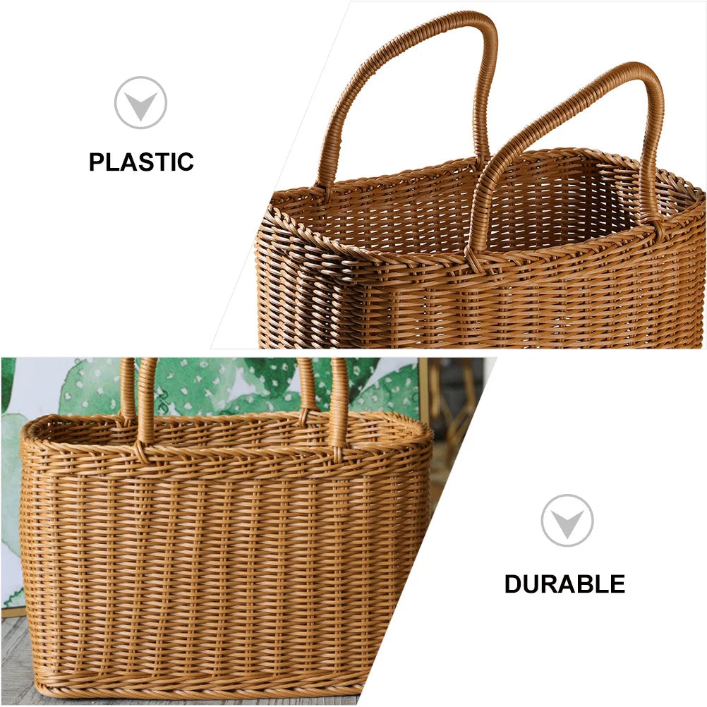 Woven Wicker Basket with Handle