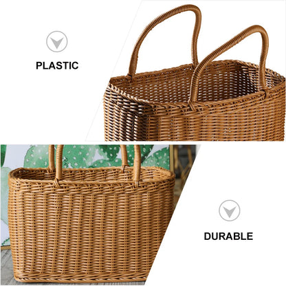 Woven Wicker Basket with Handle