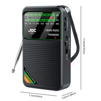 Battery-Operated Pocket Radio with AM/FM/SW Full Band Reception