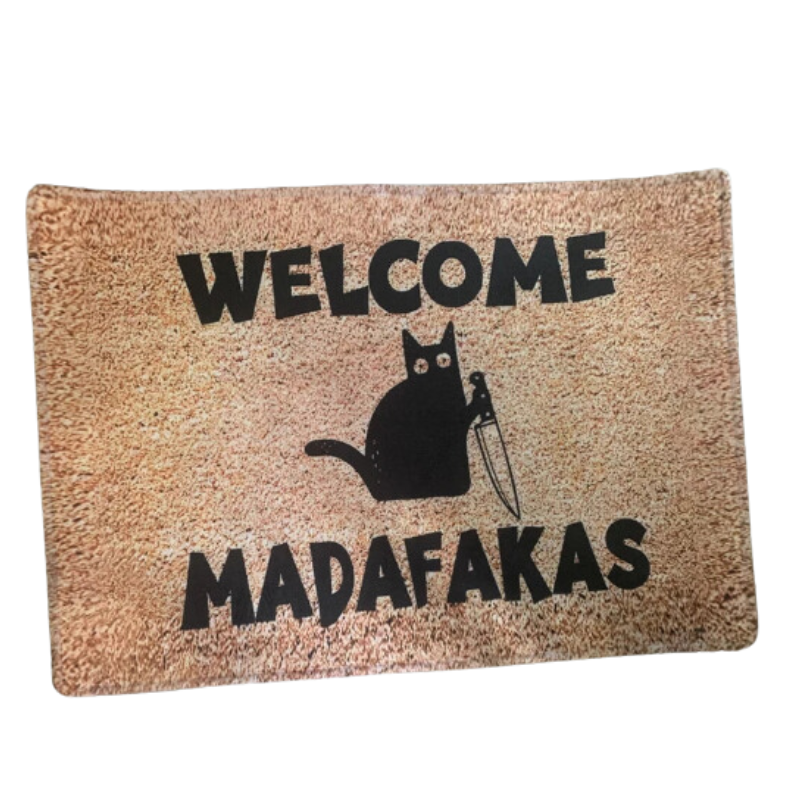 Dark Cat Welcome Doormat