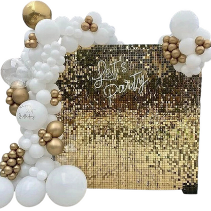 Light Gold Shimmer Wall Backdrop – 18 pcs Decorative Panels Glitter