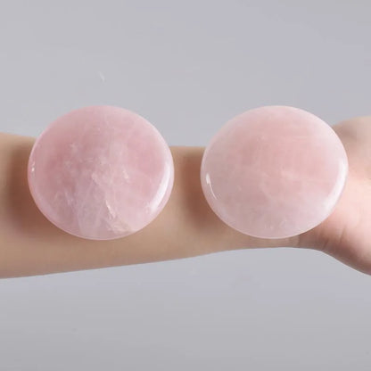 2pcs Large Rose Quartz Massage Stones 60mm Pink