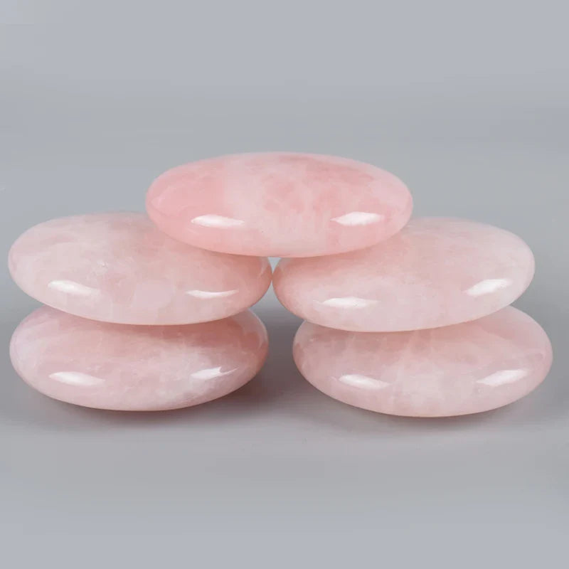 2pcs Large Rose Quartz Massage Stones 60mm Pink