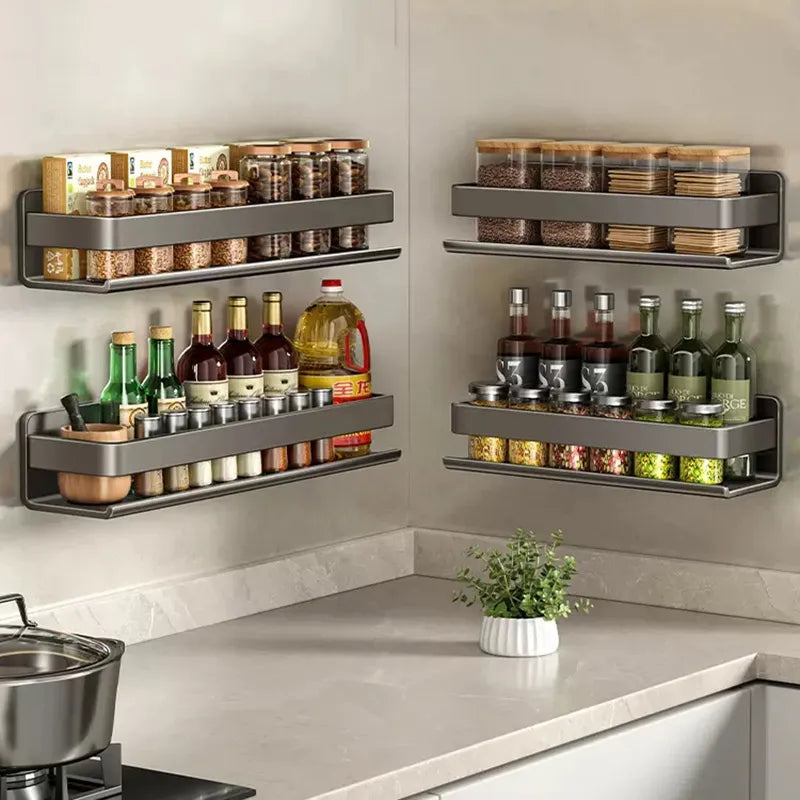 Contemporary Gray Bathroom Shelf Organizer - Wall-Mounted Corner Storage Rack