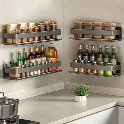 Contemporary Gray Bathroom Shelf Organizer - Wall-Mounted Corner Storage Rack