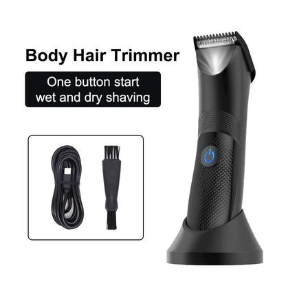 Rechargeable Body Hair Trimmer for Men Ceramic Blade & LED Light Black