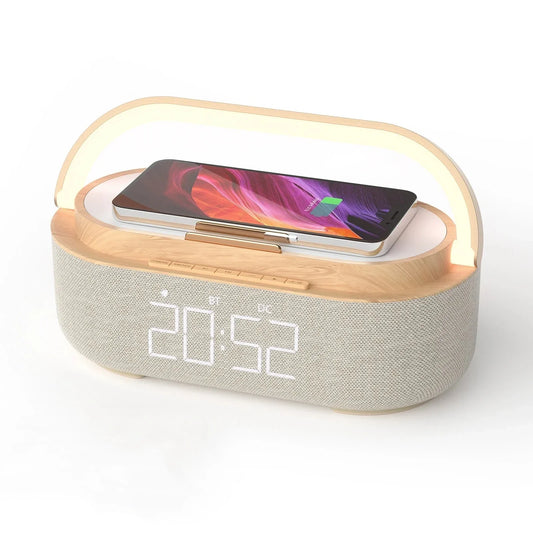 Bluetooth Speaker with Wireless Charging & Alarm Clock