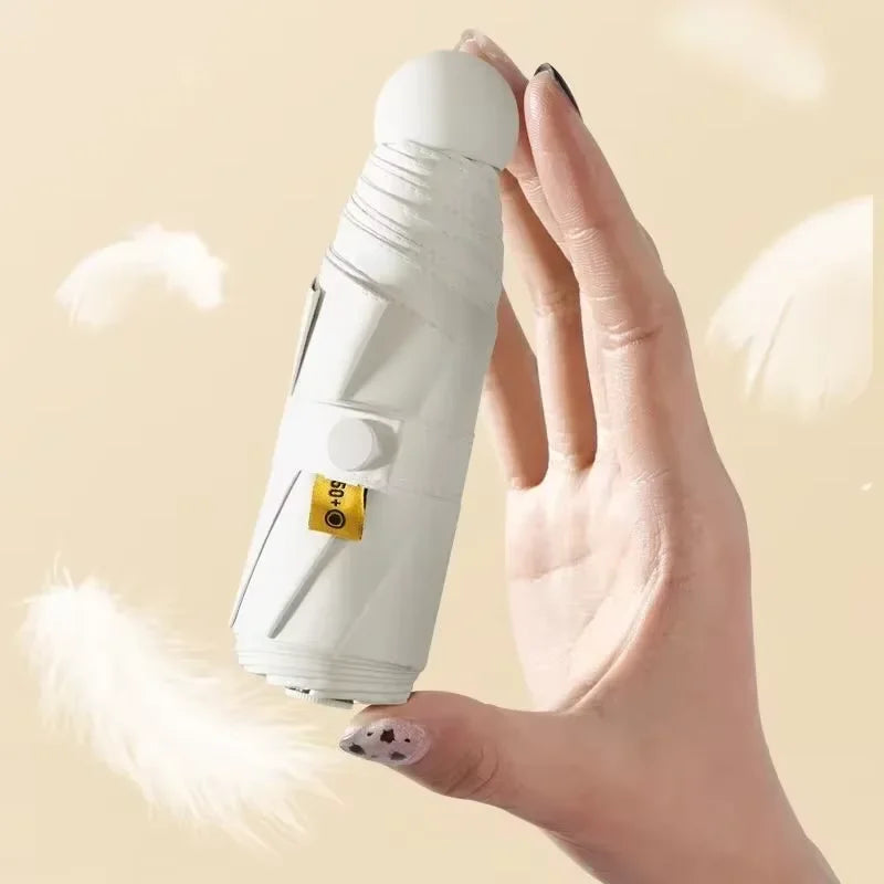Portable Capsule Umbrella Compact Cream White