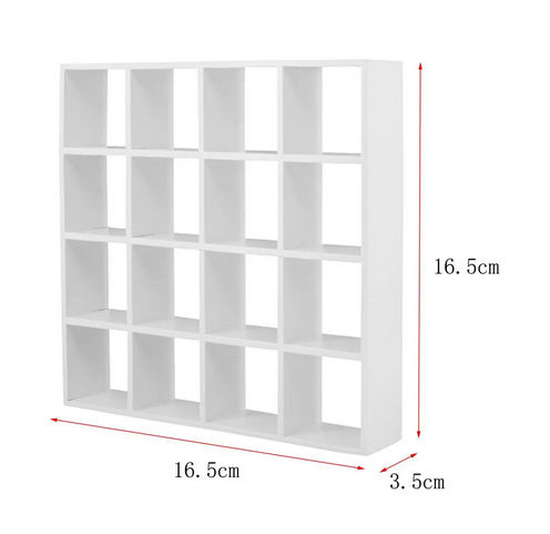 Handmade Mini Birch Wooden Storage Rack 16-Grid Display Shelf Bookcase Stand
