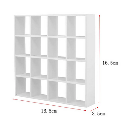 Handmade Mini Birch Wooden Storage Rack 16-Grid Display Shelf Bookcase Stand