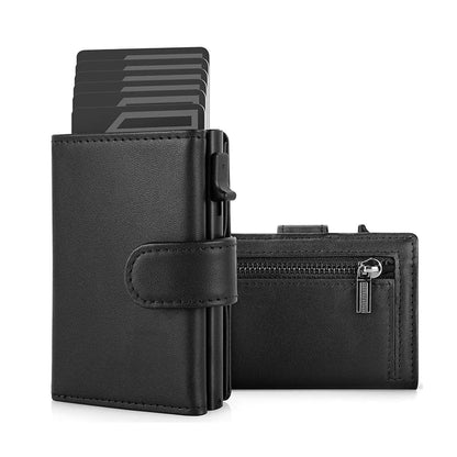 Slim Leather RFID Blocking Wallet with Coin Pocket