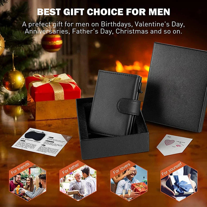 Slim Leather RFID Blocking Wallet with Coin Pocket