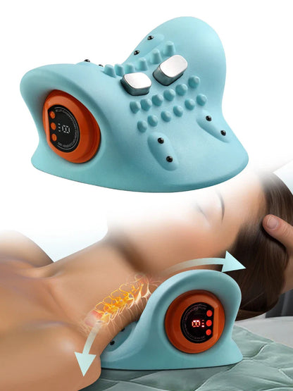 Portable Cervical Massager Neck & Head Traction Pillow Blue