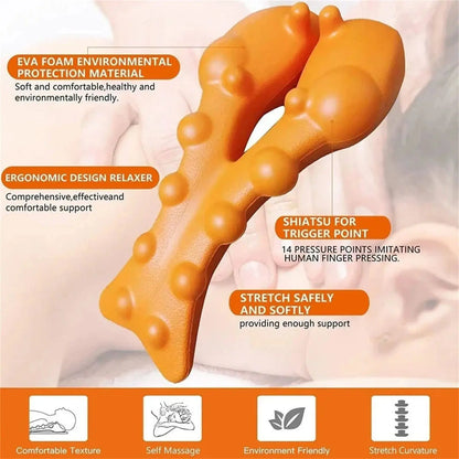 Cervical Traction Neck Stretcher Acupressure Massager Orange