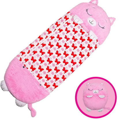 Kids Cartoon Plush Sleeping Bag Pillow Set (Pink)