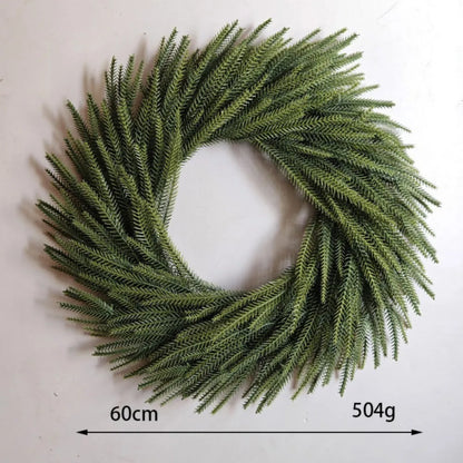Christmas Pine Needle Garland Wreath for Door Decoration