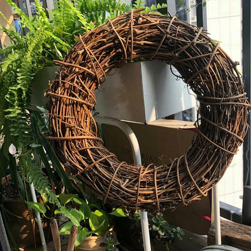 Christmas Rattan Wreath Ring Garland for Holiday Decor
