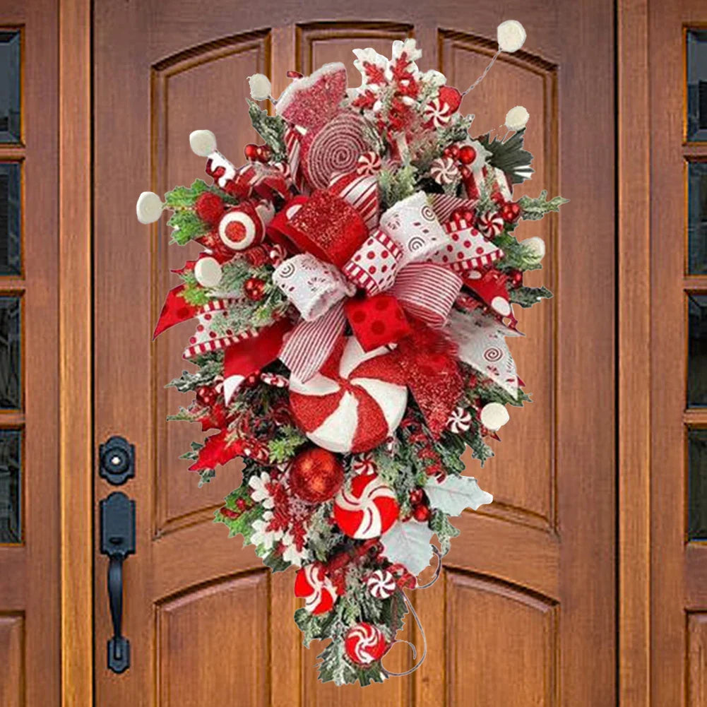 Christmas Candy Cane Swag Door Hanging Wreath