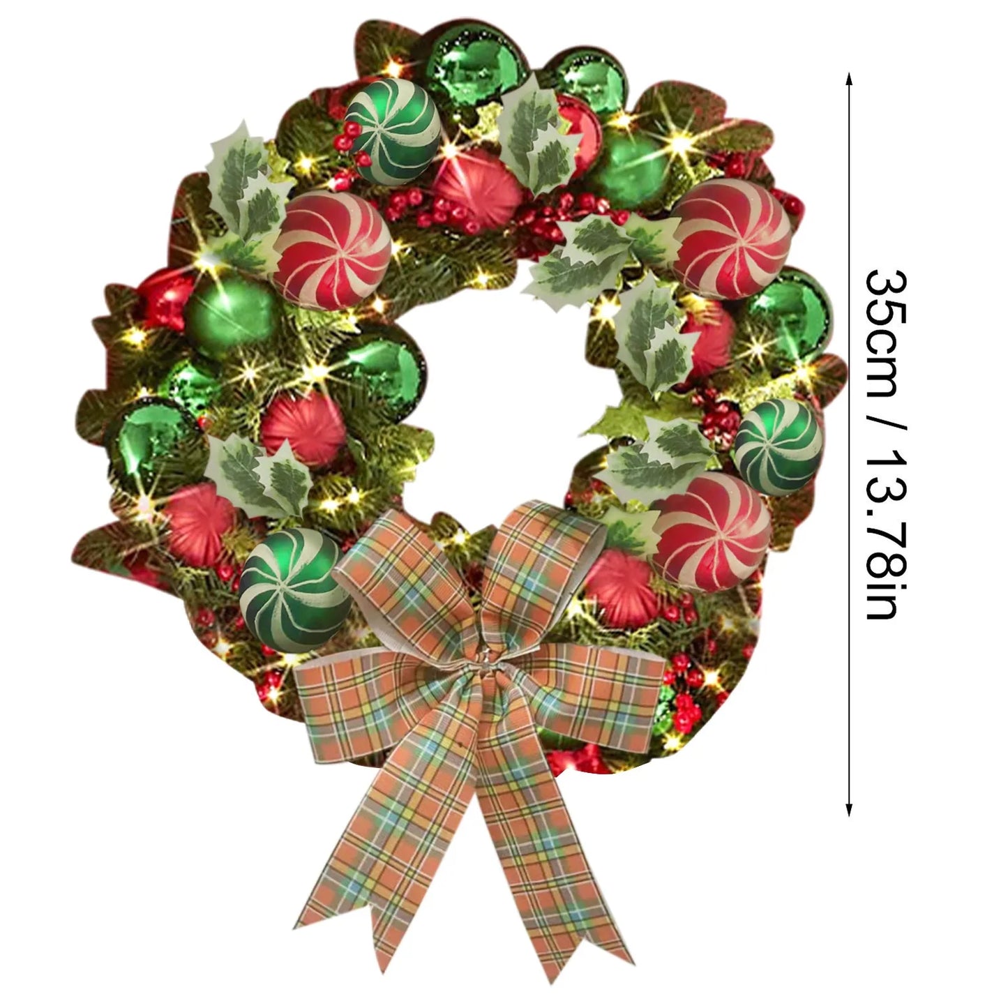Christmas Vine Wreath with Red Bowknot and Bells